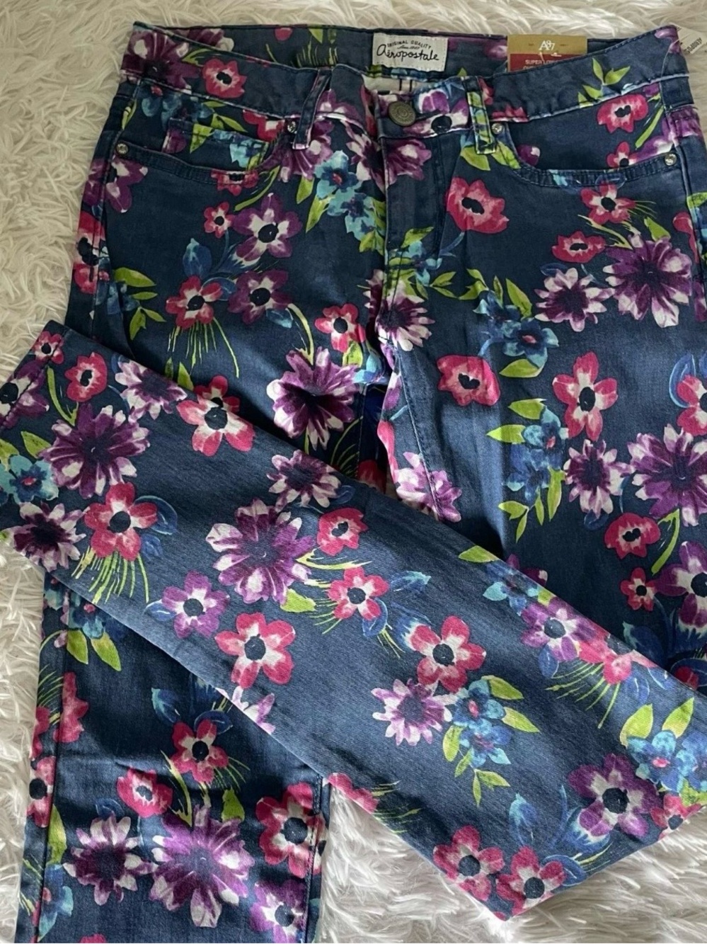 NWT Y2K Aeropostale LOLA Jegging Skinny Fit (Blue w/ Floral Print) - Style #0232